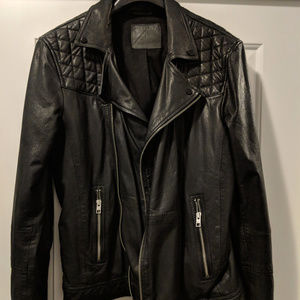 AllSaints Black Leather Kushiro Biker